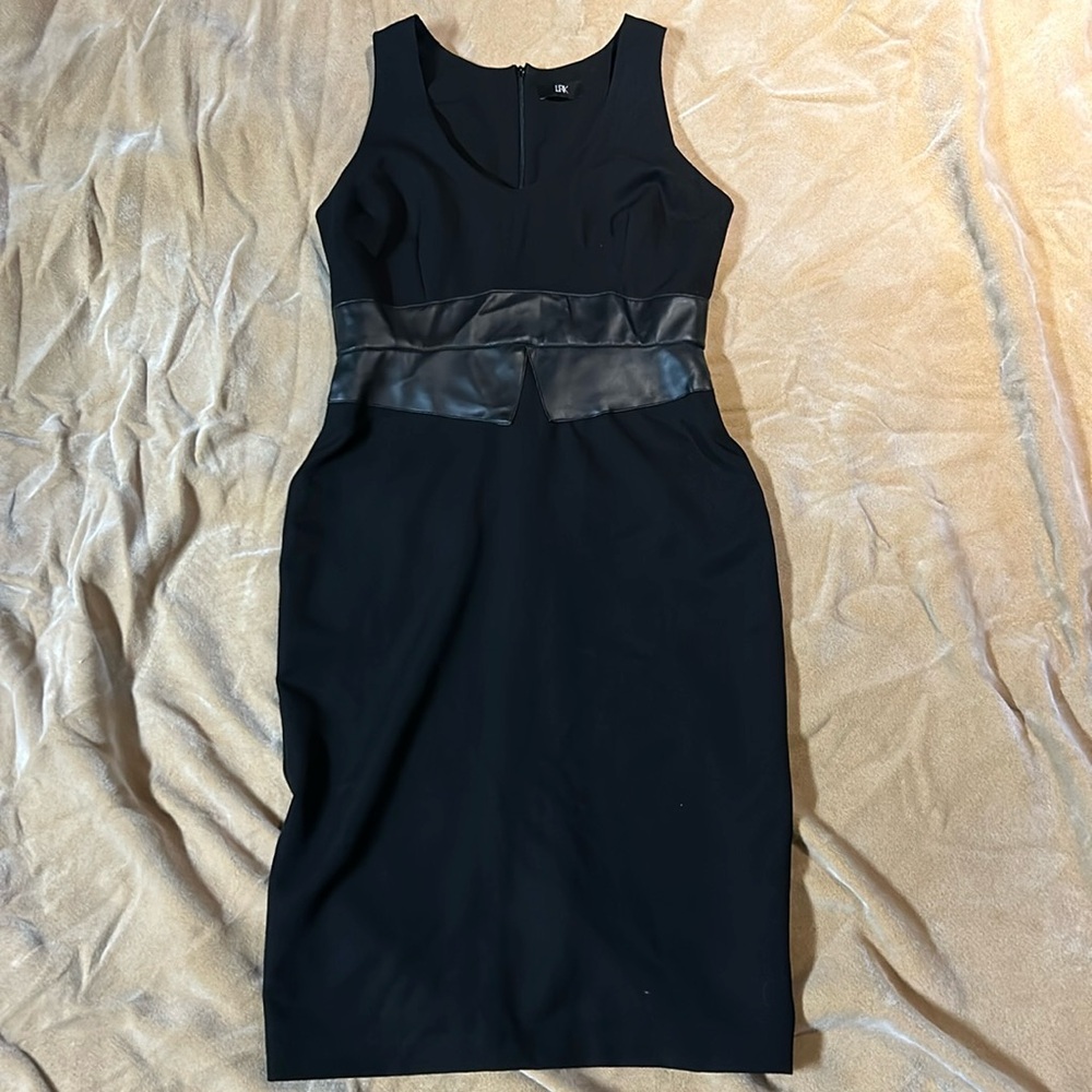 Black dress with corset black leather insert